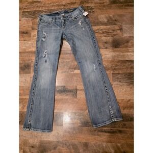 Silver Jeans Co Twisted Bootcut Distressed Medium Wash Denim W28 L31